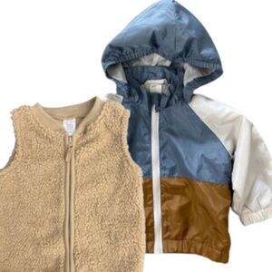 Baby Boy 2PC H&M Windbreaker Jacket & Fleece Vest 9 Months